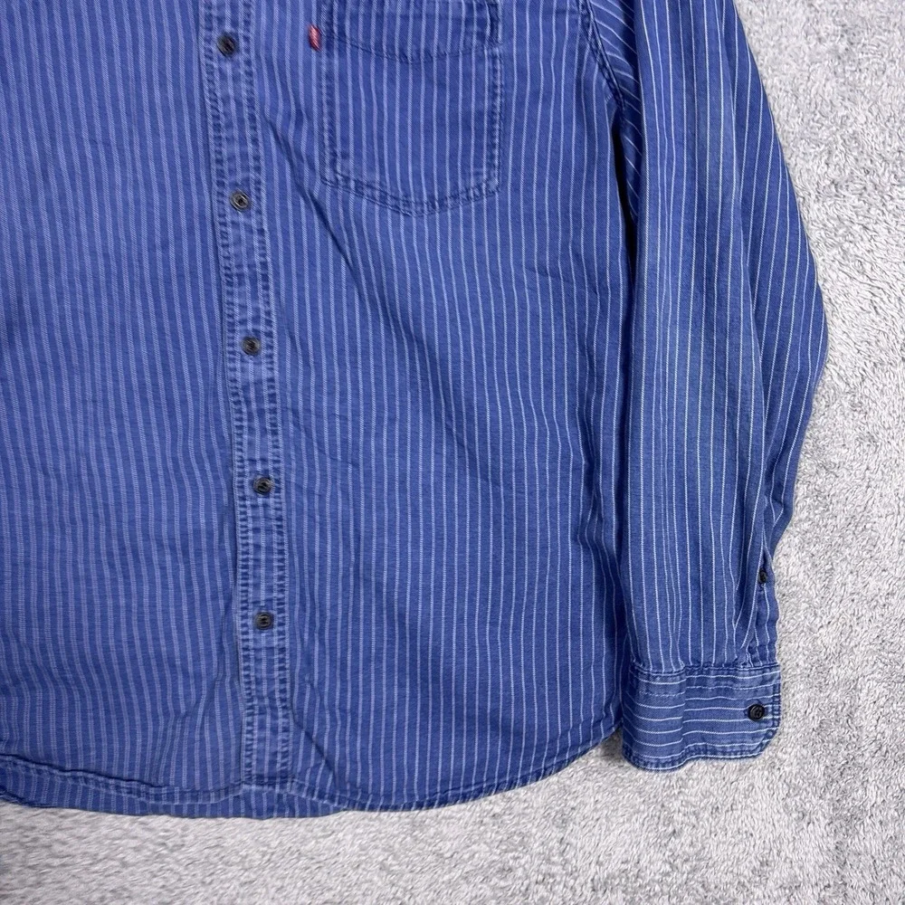 Levis Shirt Men XXL 2XL Conductor Stripe Hickory Denim Chambray Slim Western